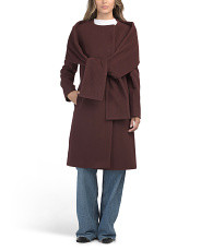 Cashmere And Italian Wool Blend Quarter Coat With Removable Scarf | Wool & Wool Blends | Marshall... | Marshalls