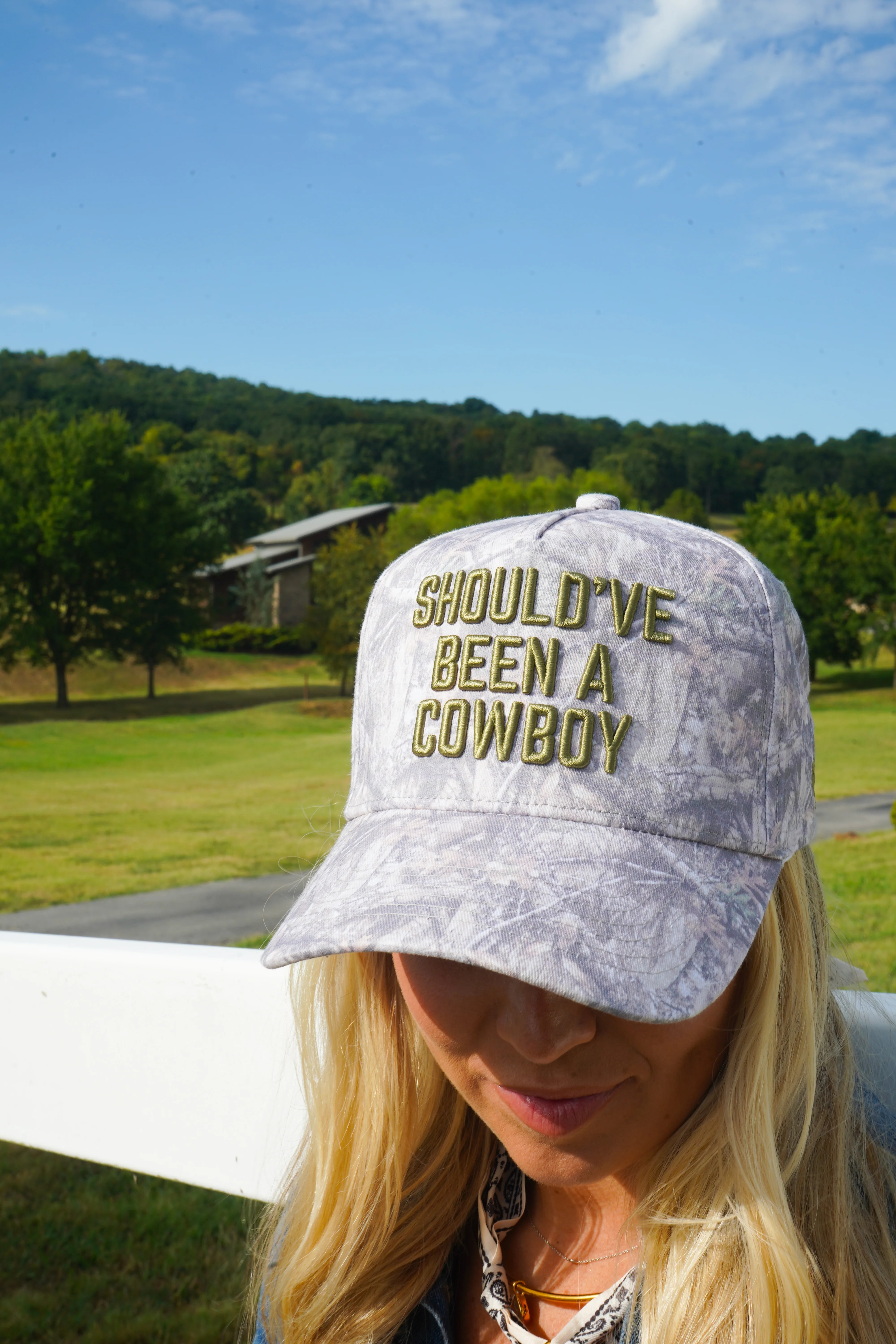 Should've Been a Cowboy - Washed Camo Trucker Hat | KenzKustomz