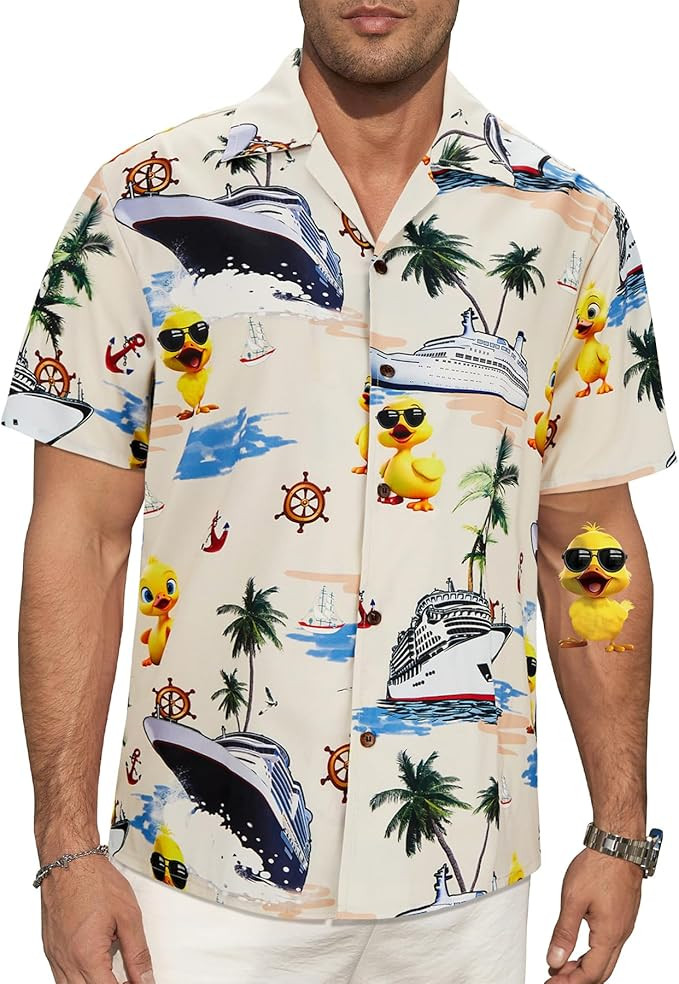 Zando Men's Hawaiian Shirt - Novelty Print Button Down Short Sleeve Shirt for Beach, Vacation and... | Amazon (US)