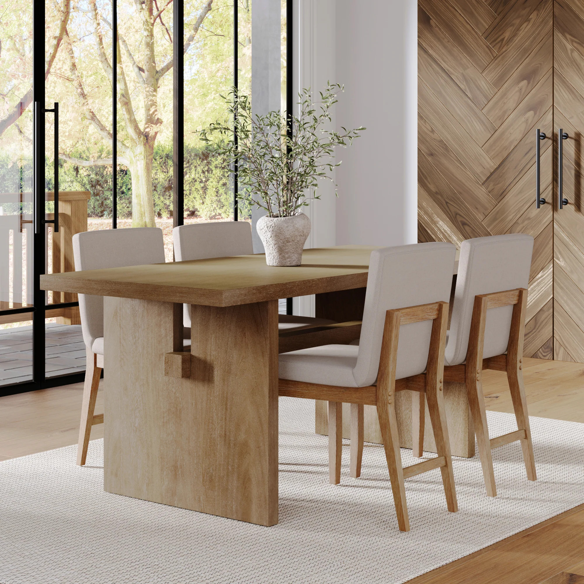 Wood Modern Farmhouse Dining Table Light Brown | Nathan James