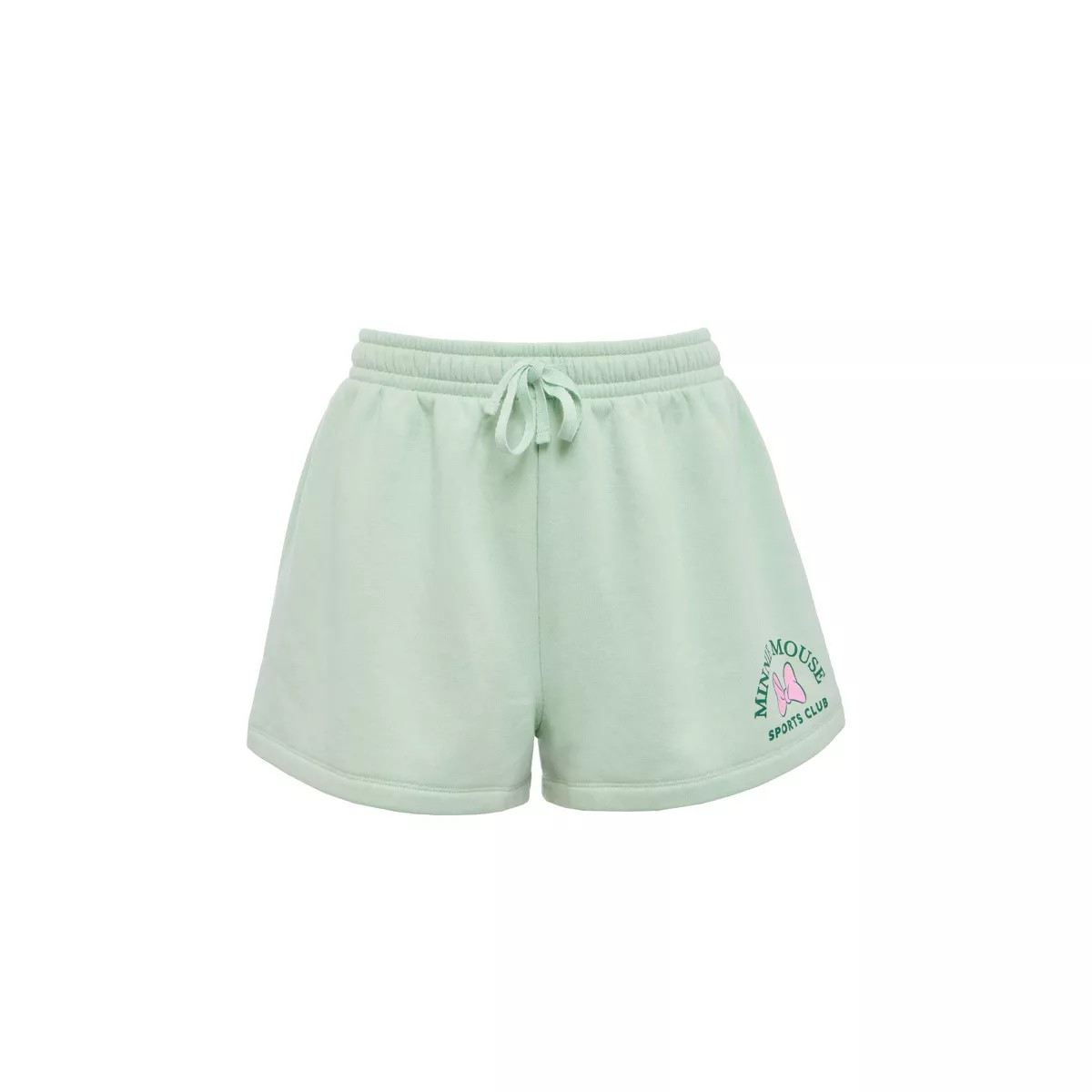 Women Minnie Mouse Sports Club Fleece Shorts - Light Mint Green M | Target