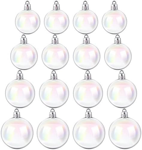 16 Pieces Iridescent Christmas Ball Ornaments Transparent Plastic Iridescent Ornaments Balls Clear C | Amazon (US)