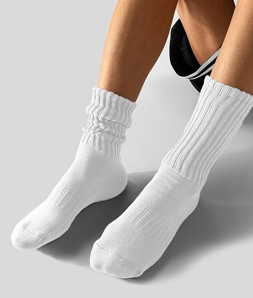 AugRing Women's Scrunch Crew Socks Retro 3-Pack Solid Cotton Boot Calf Chunky Ribbed Cozy Slouchy... | Amazon (US)