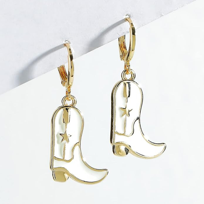 Amazon.com: MOEPAPA Enamel Western Cowgirl Boot Earrings Cowgboy Dangle Drop earrings: Clothing, ... | Amazon (US)