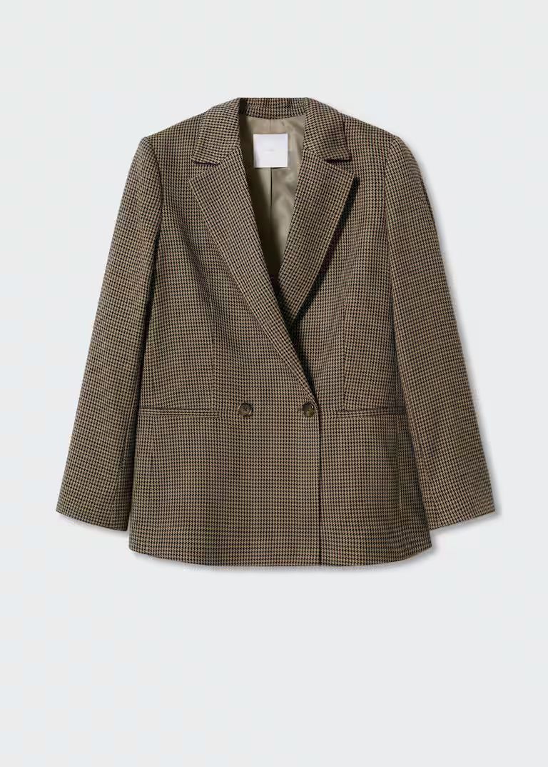 Houndstooth suit blazer -  Women | Mango United Kingdom | MANGO (UK)