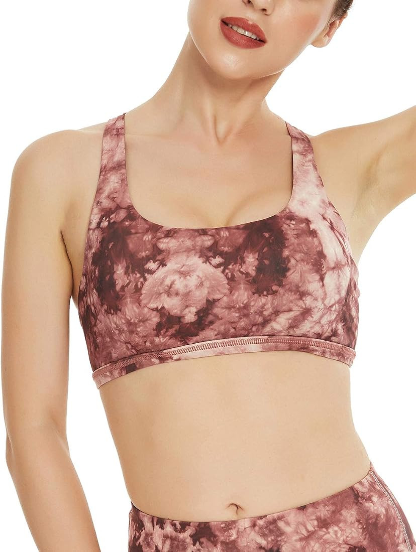 Women's Light Support Double-T Back Wirefree Pad Yoga Sports Bra 16018 | Amazon (US)