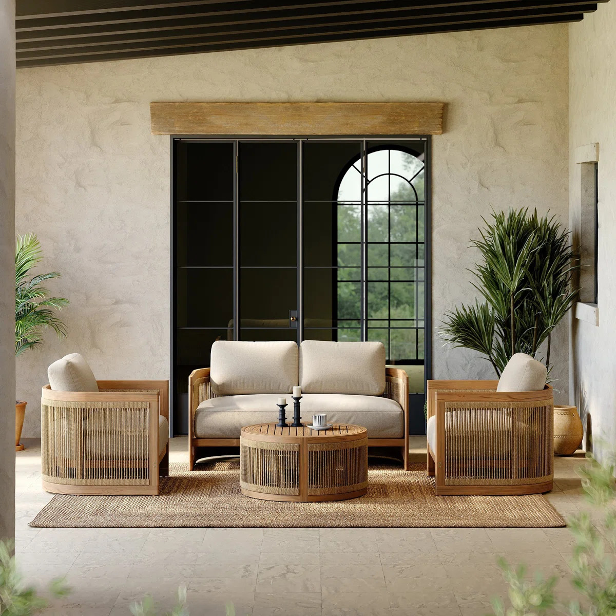 Outdoor Sofa Set with Waterproof Cushions, 4-Piece Patio Seating Group for Garden, Deck, or Yard | Wayfair North America