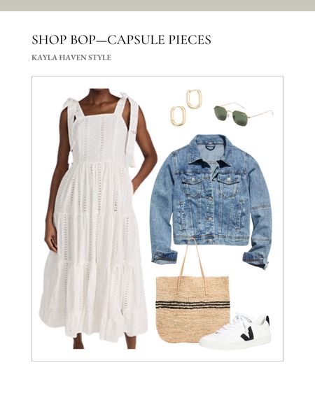 Love this everyday casual outfit from Shopbop! Perfect for a casual day, brunch, vacation, or shopping! 

Shopbop, Mille, white dress, raybans, sunglasses, earrings, veja, sneakers, tote bag, denim jacket, free People, vacation, spring dress, resort wear 

#LTKstyletip #LTKFind #LTKfit