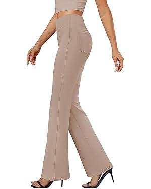 Womens Bootcut Dress Pants Business Casual Work Pants with Pockets High Waist Stretchy Trousers P... | Amazon (US)