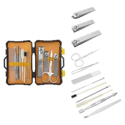 Unique Bargains Mini Tool Box Nail Clipper Kit 12-piece Set Black, Silver Tone | Target