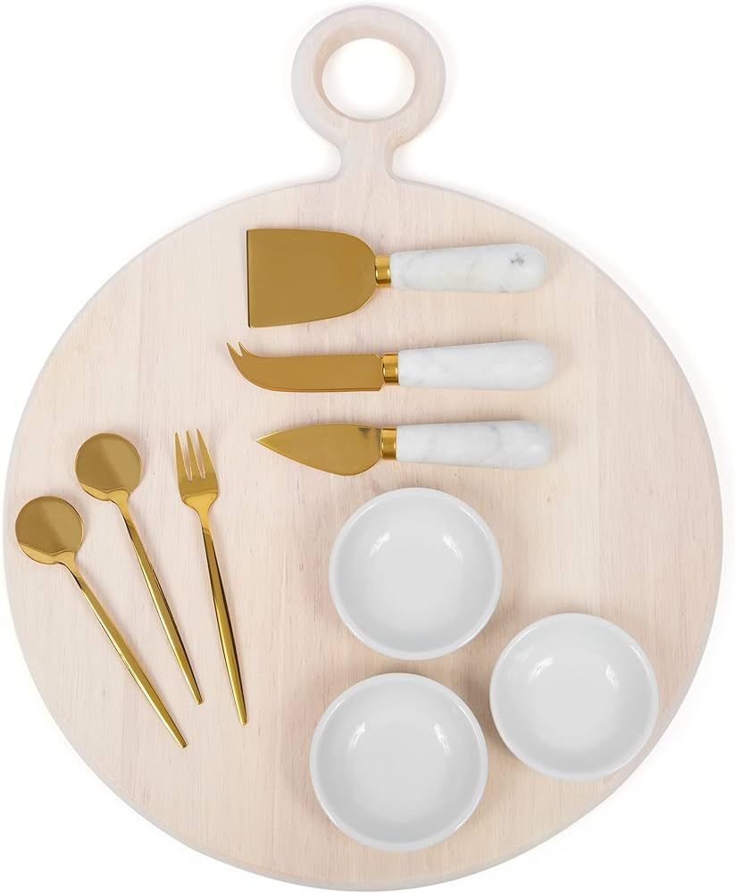 10 Piece Cheese and Charcuterie Board Set, White, Host at Home by The Bamboo Abode | Amazon (US)