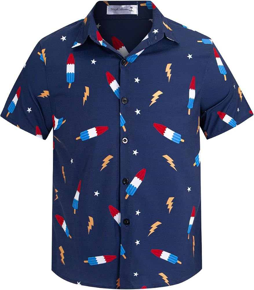 Yoimira Hawaiian Shirts for Boys Button Down Tropical Shirt 7-14 Years | Amazon (US)