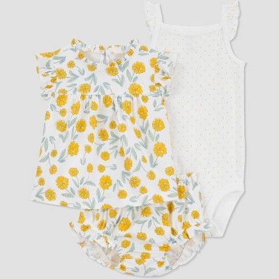Carter's Just One You® Baby Girls' Floral Top & Bottom Set - Yellow/White | Target
