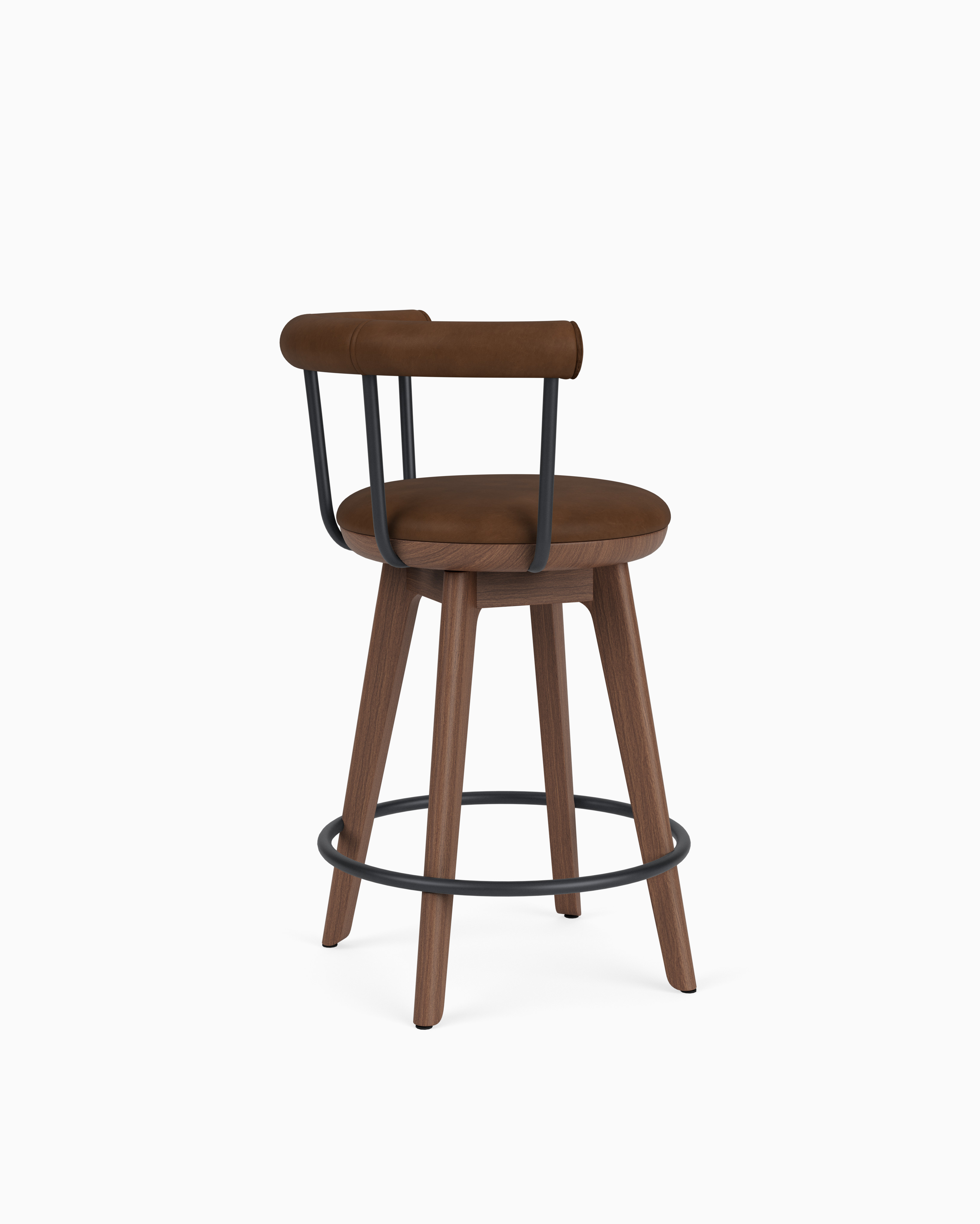 Keystone Swivel Bar Stool | Italian Leather & Solid Wood | Denver Modern
