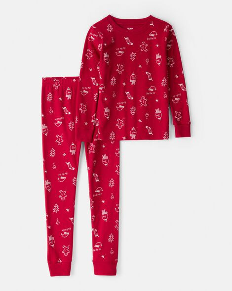 Kid Christmas 100% Cotton Snug Fit 2-Piece Pajamas - Red | Carter's Inc