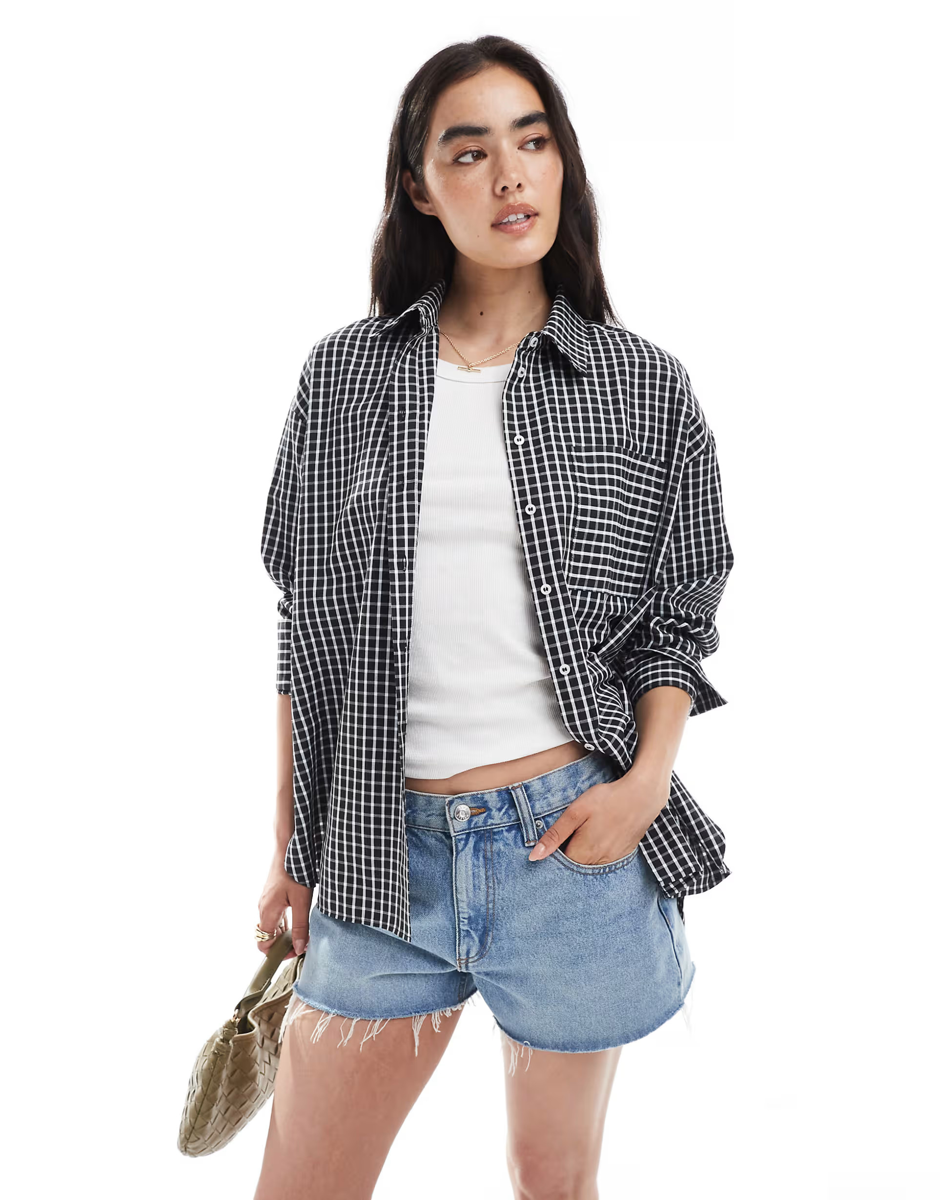 ASOS DESIGN oversized pocket detail shirt in black gingham | ASOS | ASOS (Global)