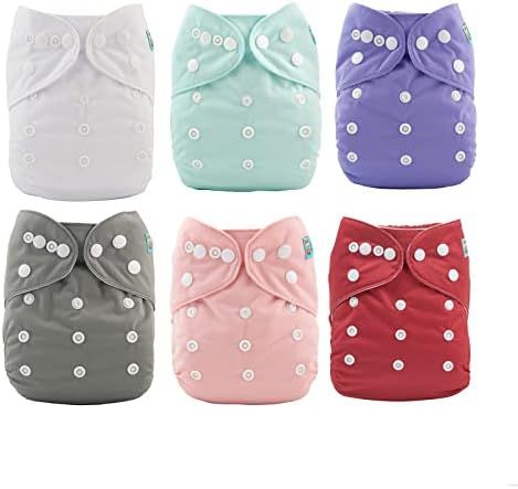 ALVABABY Baby Cloth Diapers One Size Adjustable Washable Reusable for Baby Girls 6 Pack + 12 Inserts | Amazon (US)