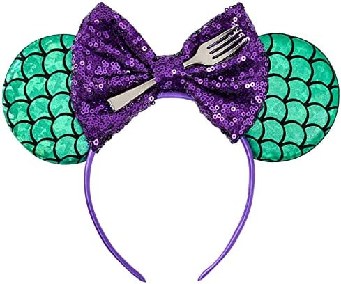 Mouse Ears Headbands with Bow and Sequins,Party Cosplay Costume for Girls or Women Mermaid | Amazon (US)