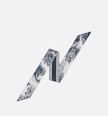 Toile de Jouy Sauvage Mitzah Scarf Ivory and Navy Blue Silk Twill | DIOR | Dior Couture