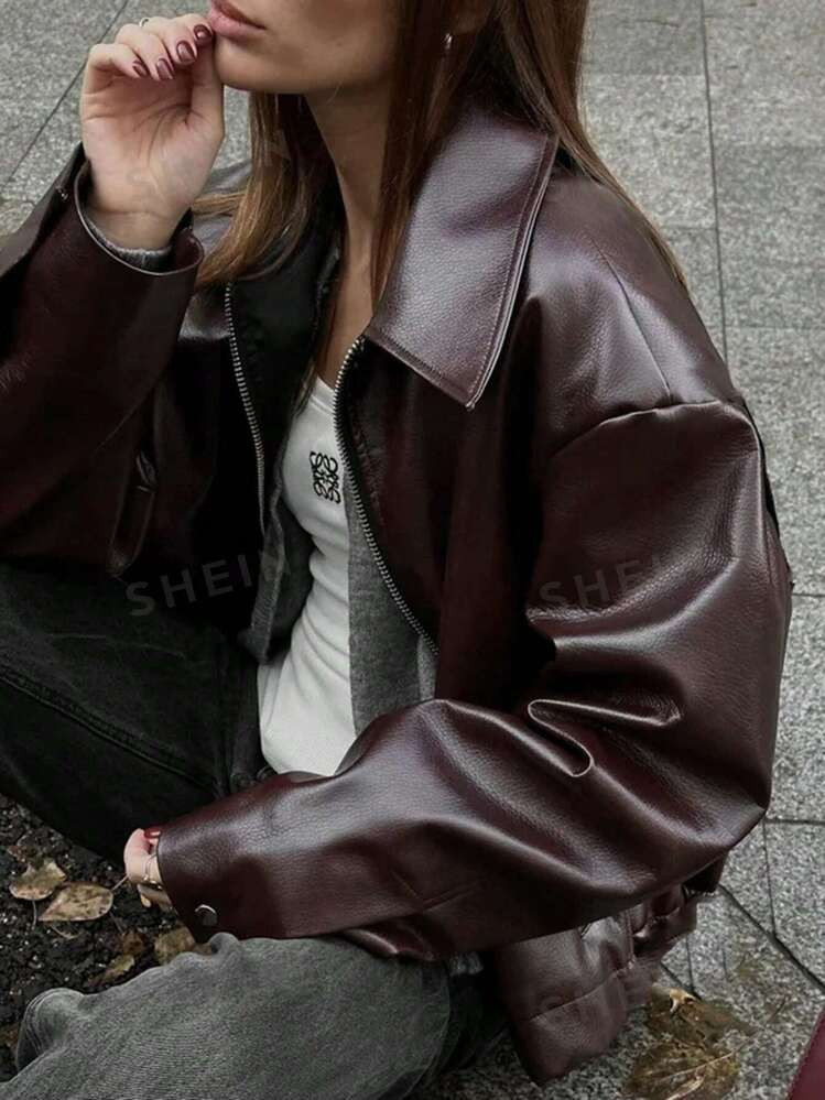 TrendsSHEIN EZwear Women's Fashionable Solid Color Jacket, Spring & Autumn | SHEIN