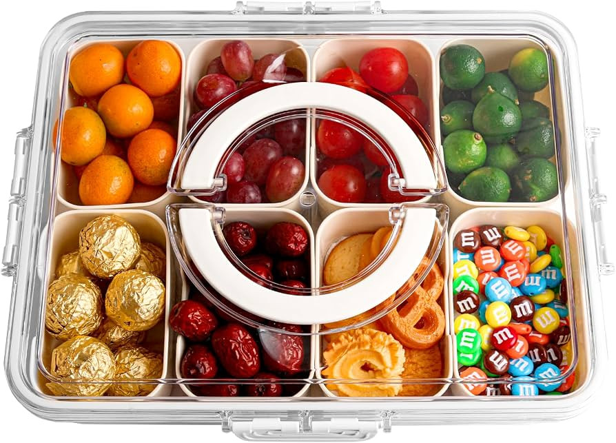 Snackle Box with Handle, Removable Snack Box Container for Candy, Fruits, Nuts, Charcuterie and V... | Amazon (US)