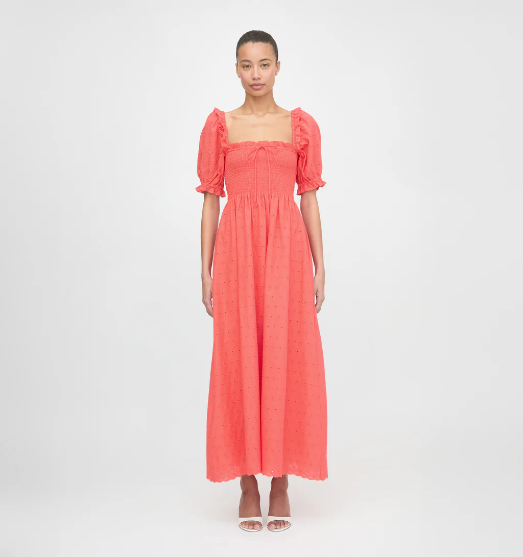 The Scarlett Nap Dress - Coral Daisy Broderie | Hill House Home US