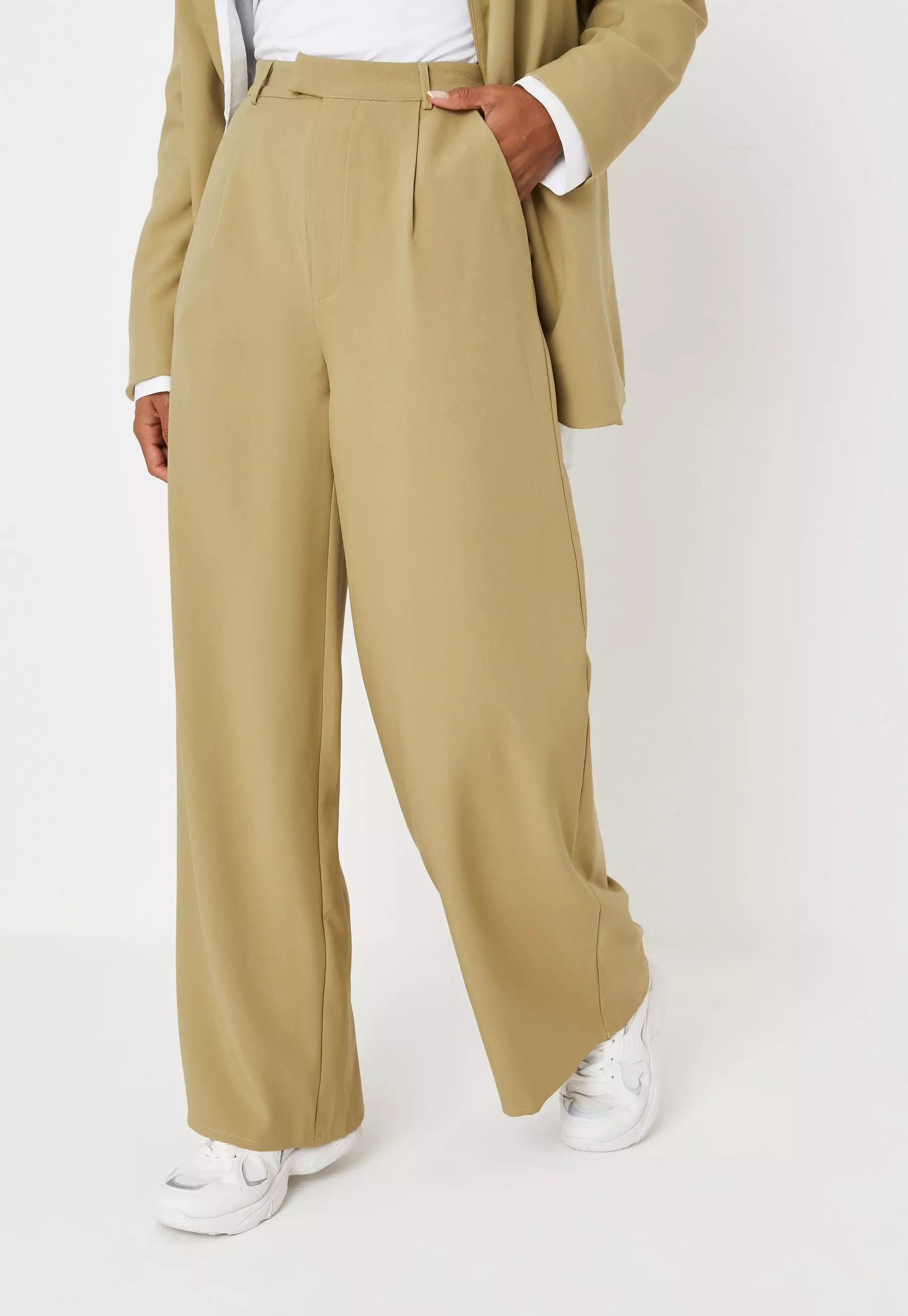 Khaki Co Ord Tailored Extreme Oversized Trousers | Missguided (UK & IE)