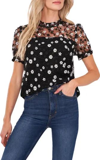 Embroidered Floral Mesh Top | Nordstrom