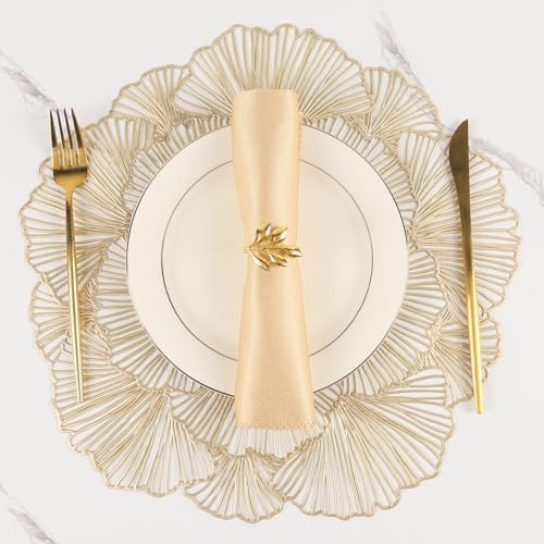 Amazon.com: Round Placemats Pressed Vinyl Metallic Flower Place Mats Set of 6 Heat Resistant Dini... | Amazon (US)