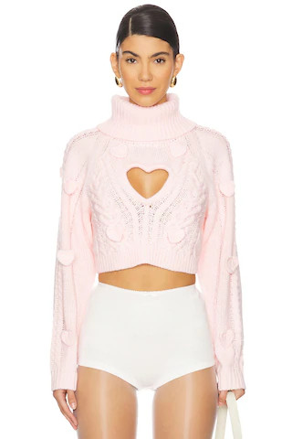 For Love & Lemons Rebecca Heart Sweater in Pink from Revolve.com | Revolve Clothing (Global)