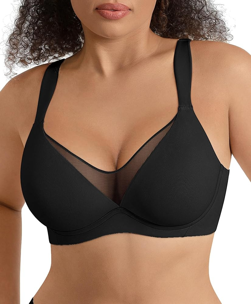 FeelinGirl Minimizer Bras for Women Full Coverage Comfortable Unlined Bra with Underwire for Heav... | Amazon (US)
