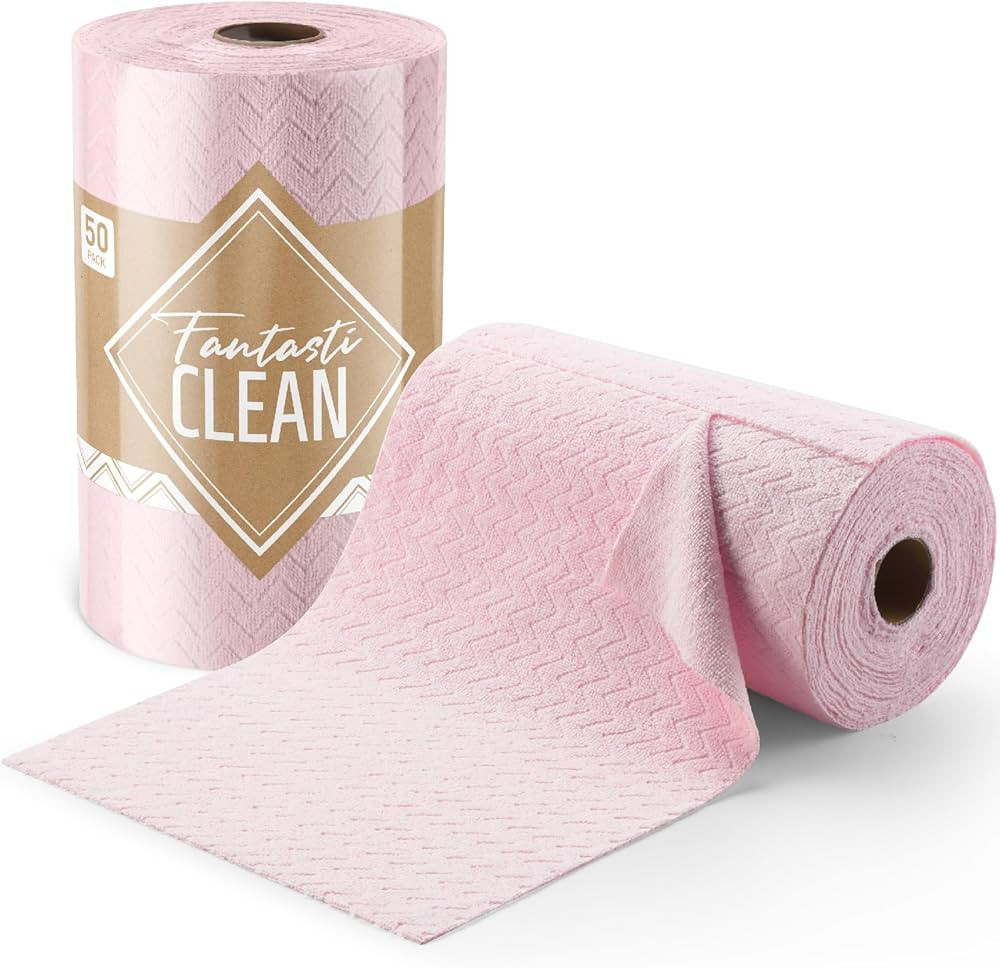 Microfiber Cleaning Cloth Roll, -50 Pack, 12" x 16"-Tear Away Towels, Reusable Washable Rags (Pin... | Amazon (US)