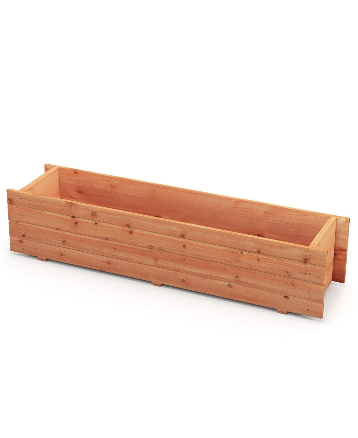 Sugift Fir Wood Planter Box with 2 Drainage Holes and 3 Added Bottom Crossbars-Orange - Orange | Macy's