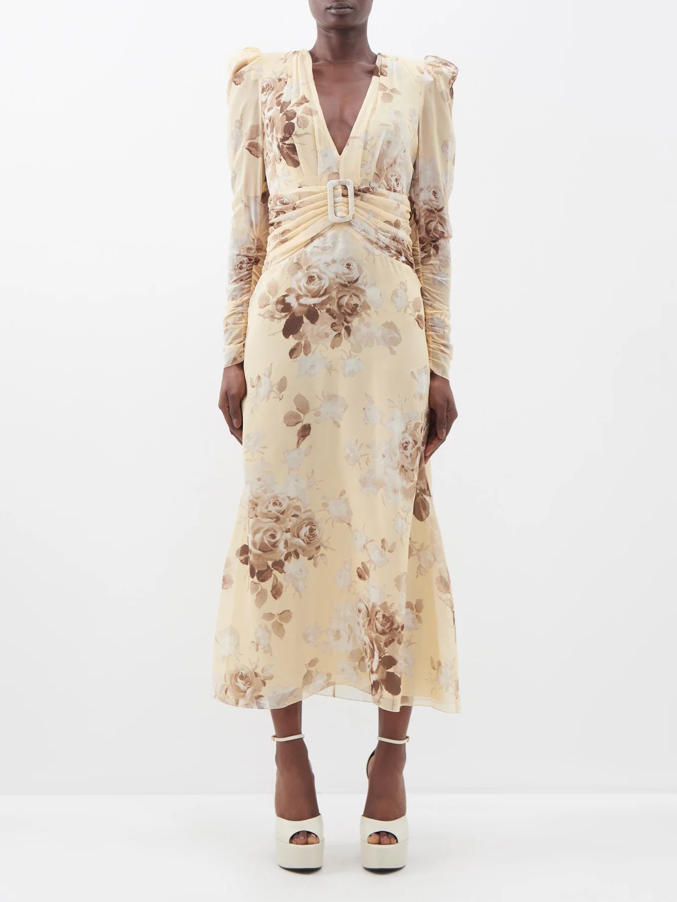 Rose-print silk-georgette midi dress | Matches (US)