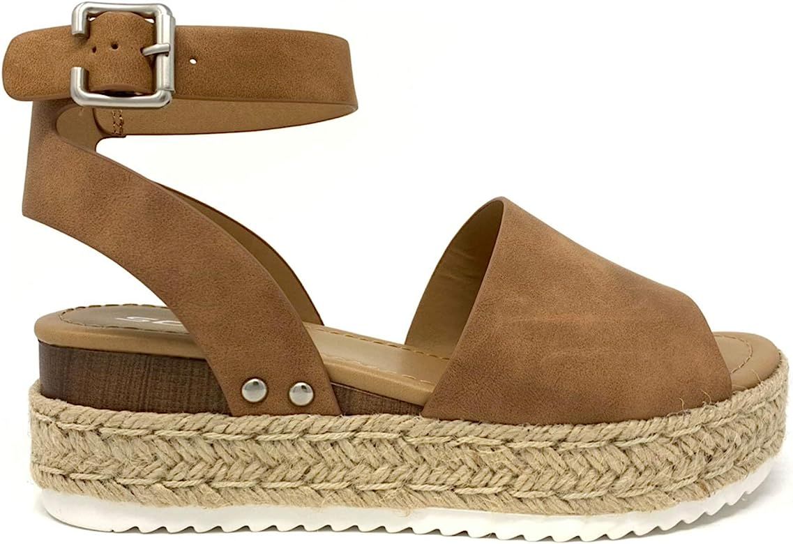 Topic Topshoe Avenue Women's Open Toe Ankle Strap Espadrille Sandal | Amazon (US)