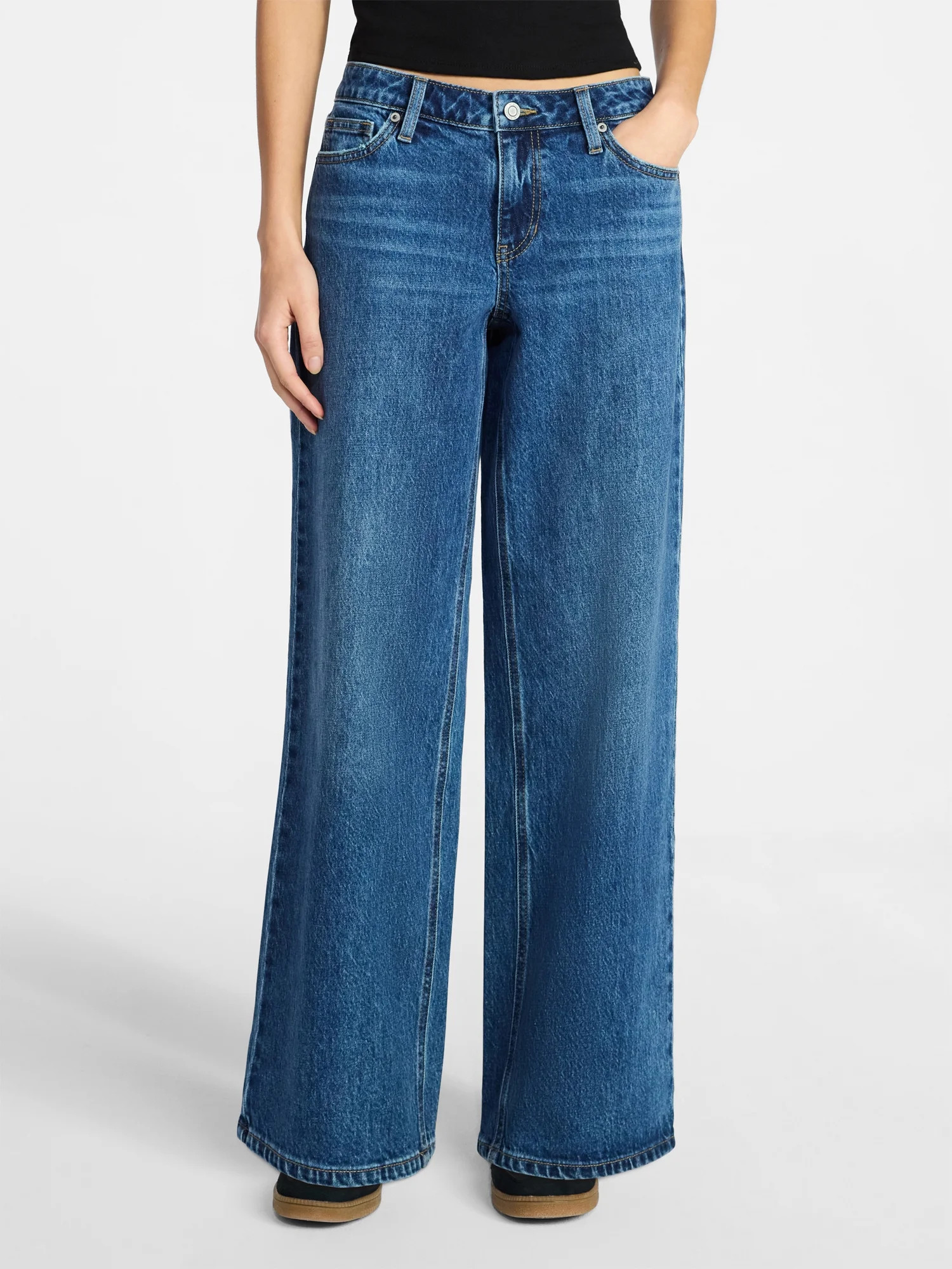 No Boundaries Mid-Rise Baggy Jeans, 31" Inseam, Women's 00-20 | Walmart (US)