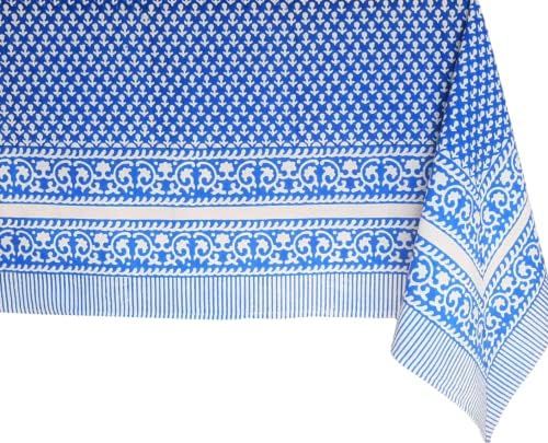 ATOSII Queen Blue 100% Cotton Tablecloth, Handblock Print Rectangle Table Cover for Kitchen Dinin... | Amazon (US)