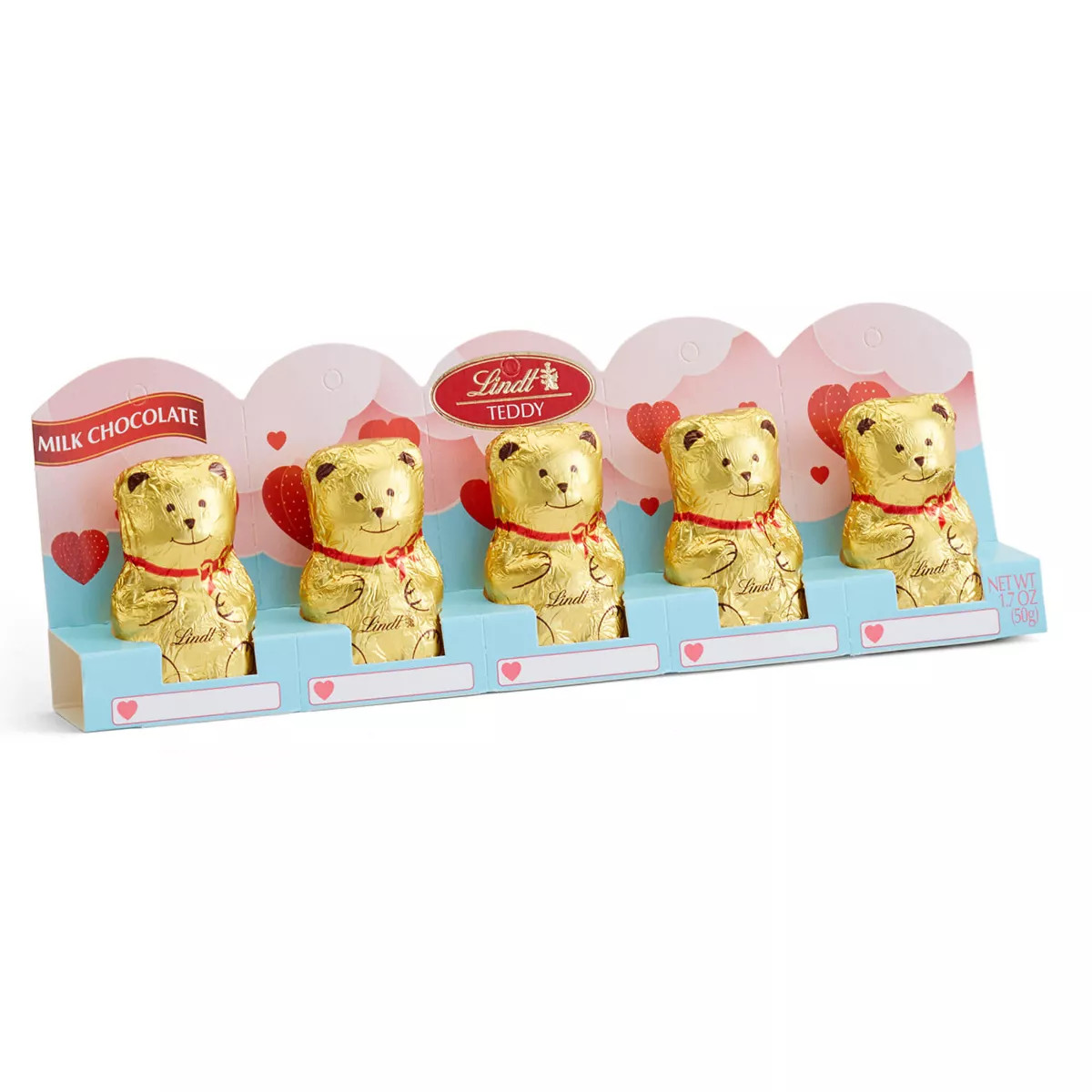 Lindt Valentine's Milk Chocolate Teddies - 1.7oz/5ct | Target