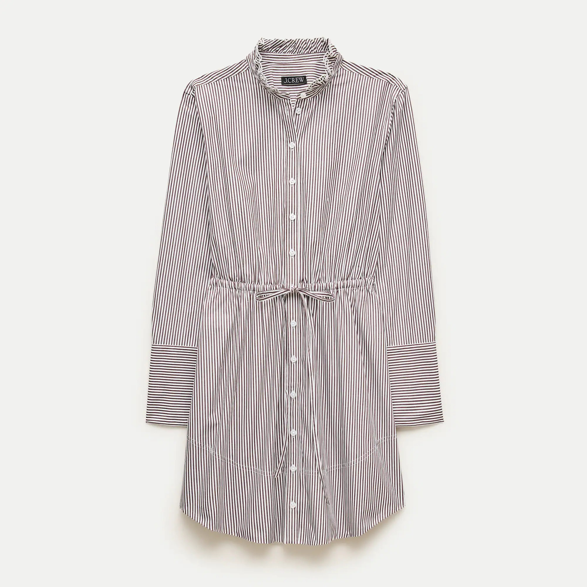 Ruffle-collar mini shirt-dress in striped Greenwich poplin | J. Crew US
