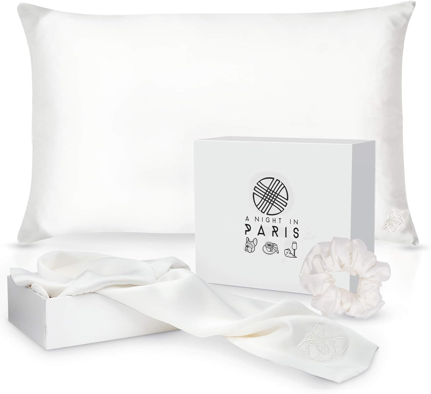 Silk Pillowcase 2 Pack Gift Set with Scrunchie - Plush Soft Hypoallergenic Silk | Amazon (US)