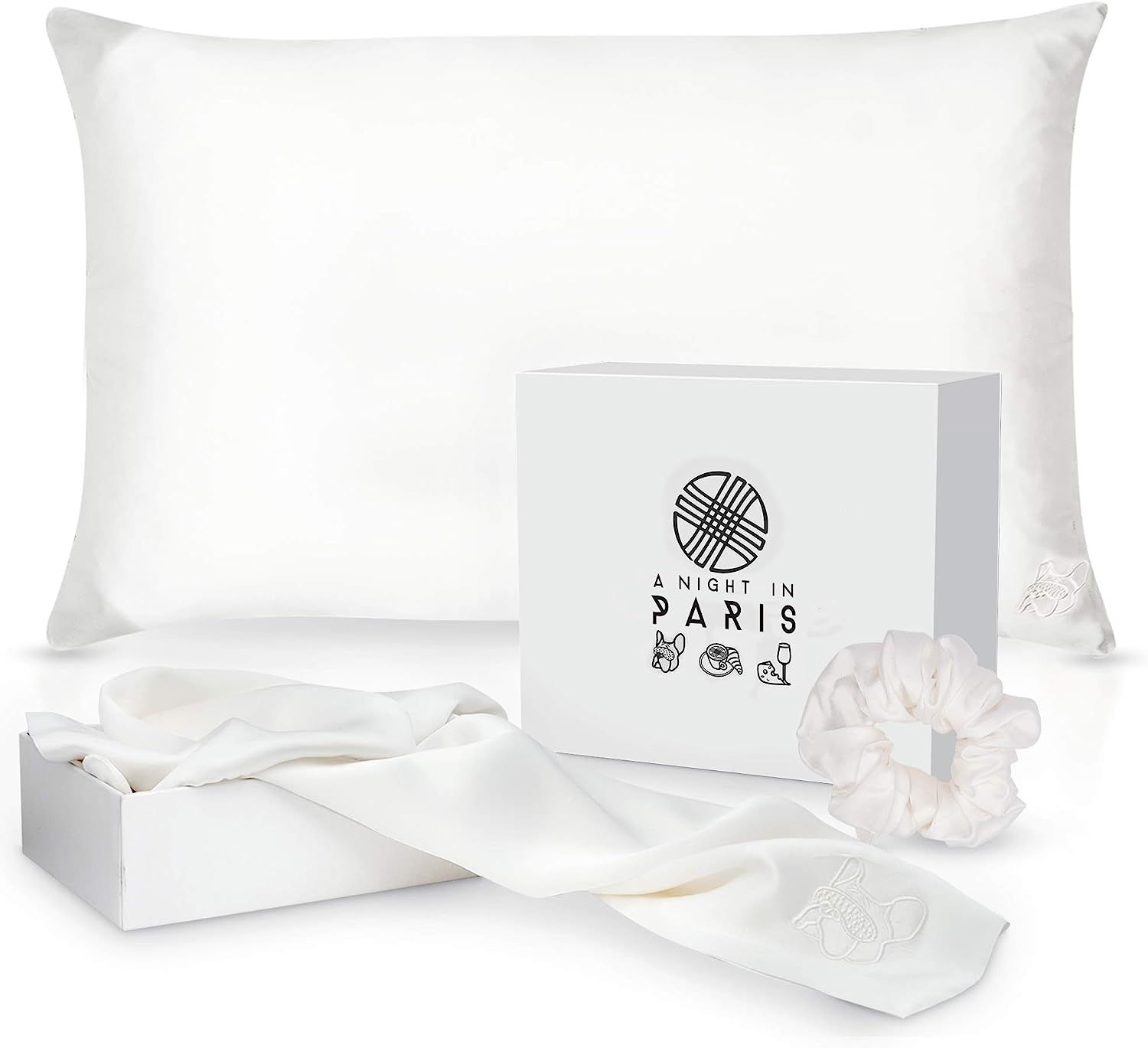 Silk Pillowcase 2 Pack Gift Set with Scrunchie - Plush Soft Hypoallergenic Silk | Amazon (US)
