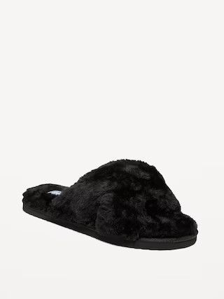 Faux-Fur Cross-Front Slippers | Old Navy | Old Navy (US)