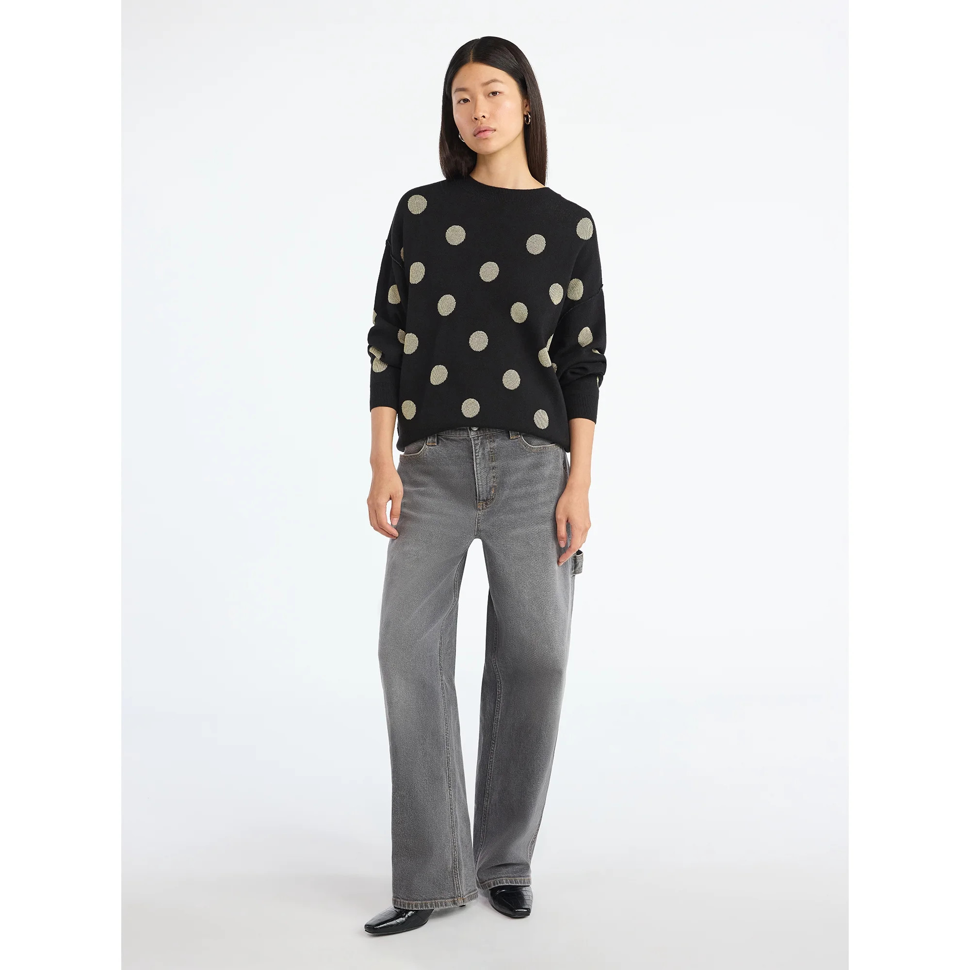 Scoop Women's and Women's Plus Oversized Crewneck Sweater, Lightweight, Sizes XS-4X | Walmart (US)