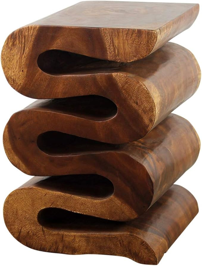 Haussmann® Wood Wave Verve Accent Snake Table 14x14x20 in H Walnut Oil | Amazon (US)