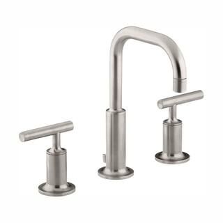 Purist 8 in. Widespread 2-Handle Low-Arc Water-Saving Bathroom Faucet in Polished Chrome with Low... | The Home Depot