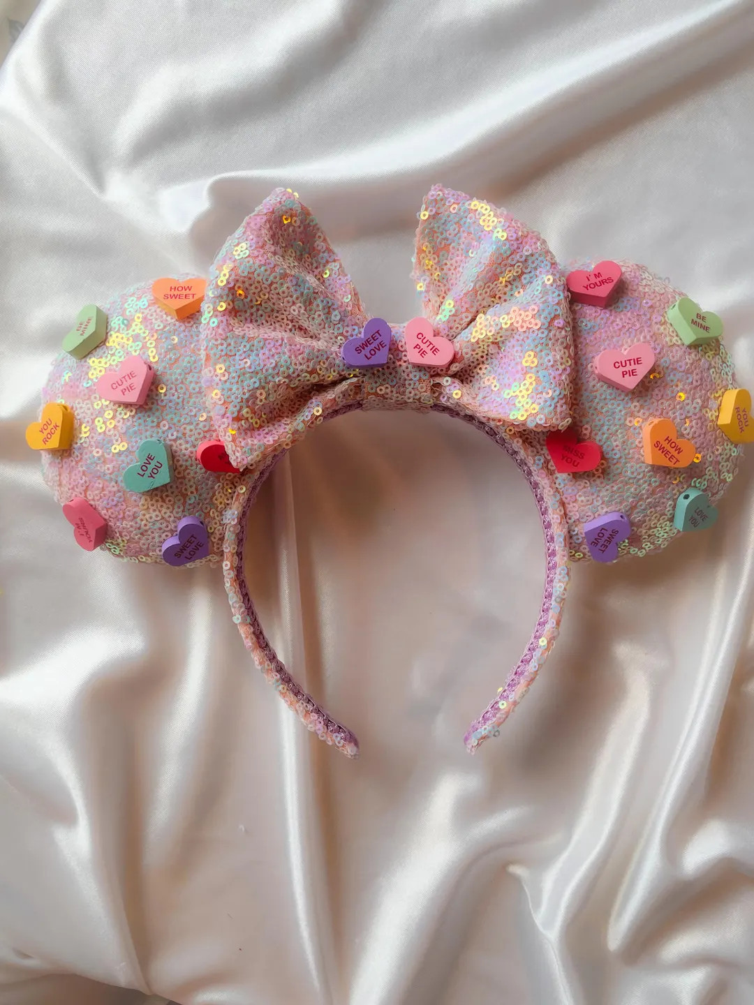 Valentines Day Minnie Ears Candy Hearts Sequins Vday Ears - Etsy | Etsy (US)