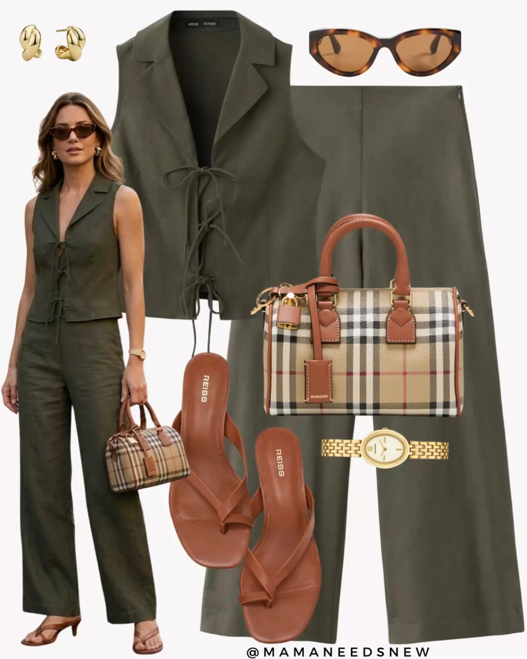 A spring to summer outfit with a matching linen vest and pants set, thong kitten heels, top handle bag 💚

#LTKSaleAlert #LTKootd #LTKSeasonal
