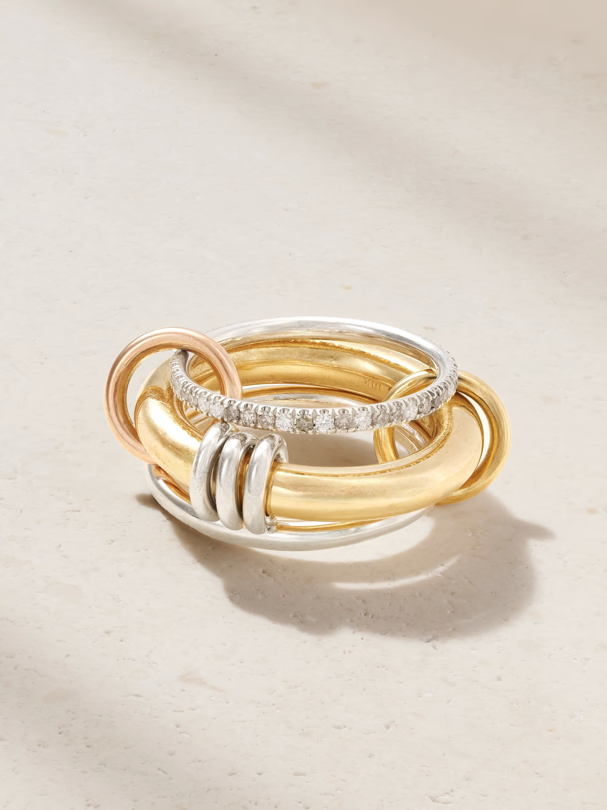 Spinelli Kilcollin - Gemini Mx 18-karat Yellow And Rose Gold, Sterling Silver And Diamond Ring - 6 | NET-A-PORTER (US)