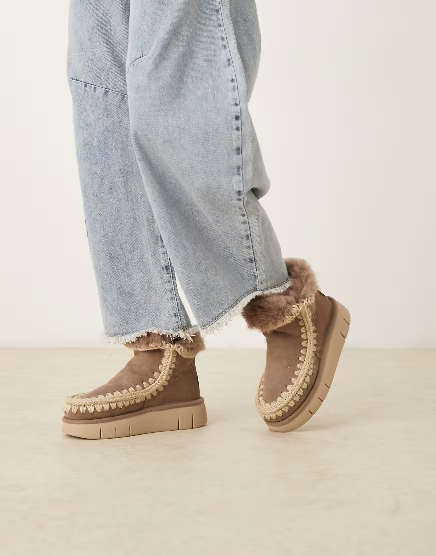 Mou bounce 18 suede boots in elephant gray | ASOS (Global)