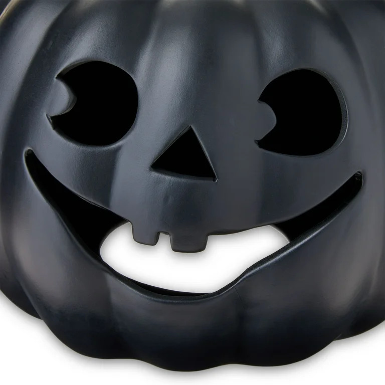 Clay Jack-o'-Lantern Tabletop Fall Halloween Decor, Black, 9", by Way To Celebrate | Walmart (US)